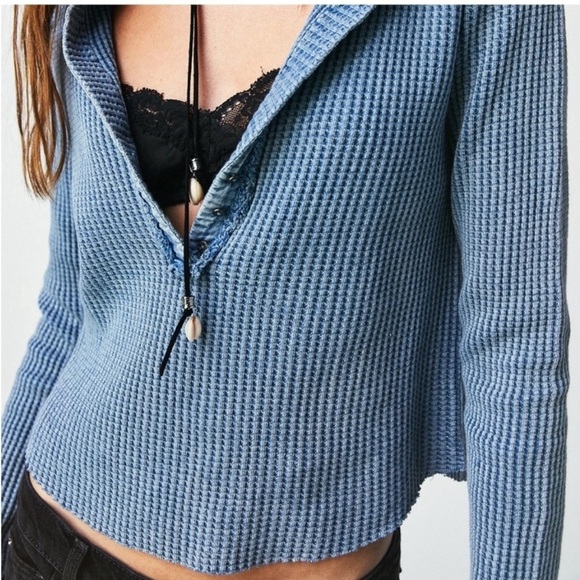 Free People One Colt Thermal Long Sleeve Henley Shirt - Picture 12 of 12